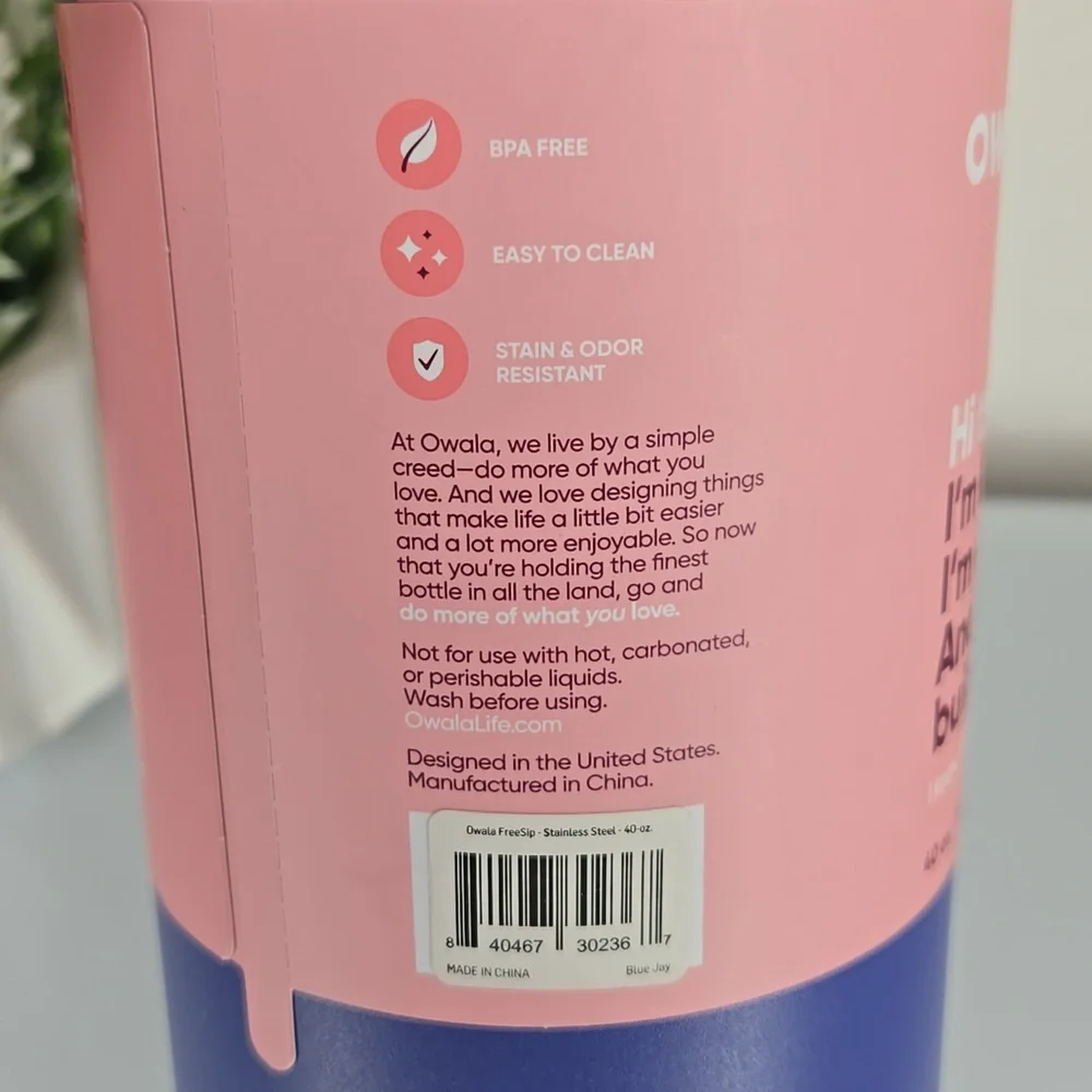 NWT Owala FreeSip Stainless Steel Water Bottle 40oz Color: Blue Jay - Picture 4 of 10